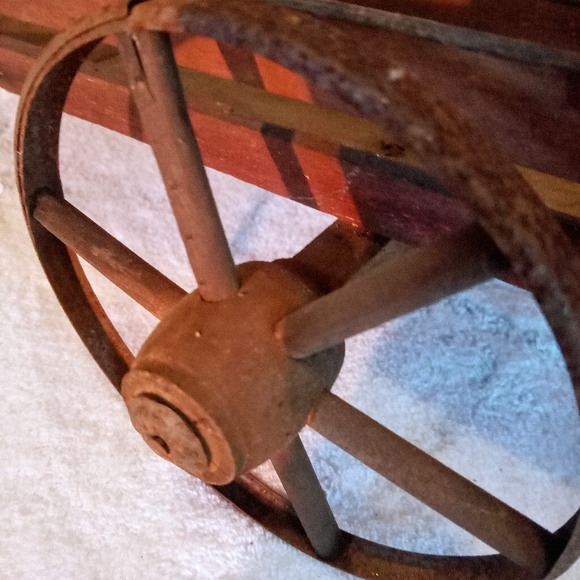 Antique Primitive Pull Toy Childs Wagon Pine Wood Rustic Display Cart Original - Picture 6 of 10